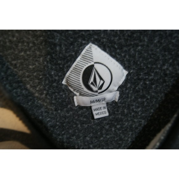 Medium Sz 12 Volcom Sweater All Day Fleece Floral Peace Diamond Design Stripes - Picture 6 of 9